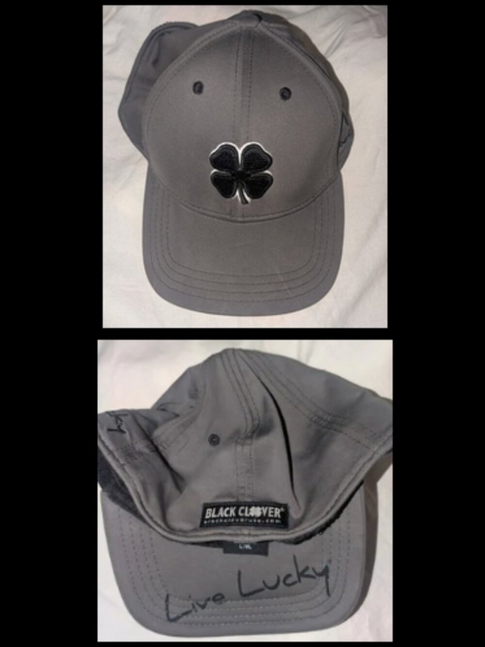Black Clover Live Lucky Fitted Hat Gray Black Clover Logo Flex Cap L/XL